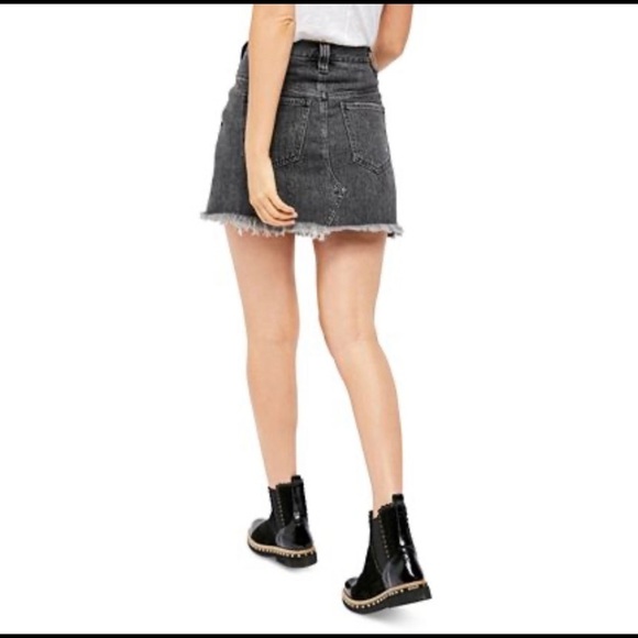 Free People Side car mini cotton denim skirt with raw hem.  NWT. - Picture 2 of 8